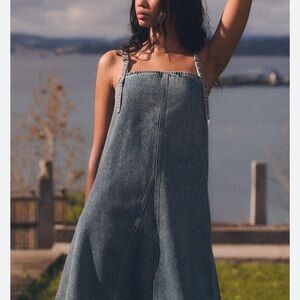 Zara Denim Trf Dress Blue Gray Ajustable Straps